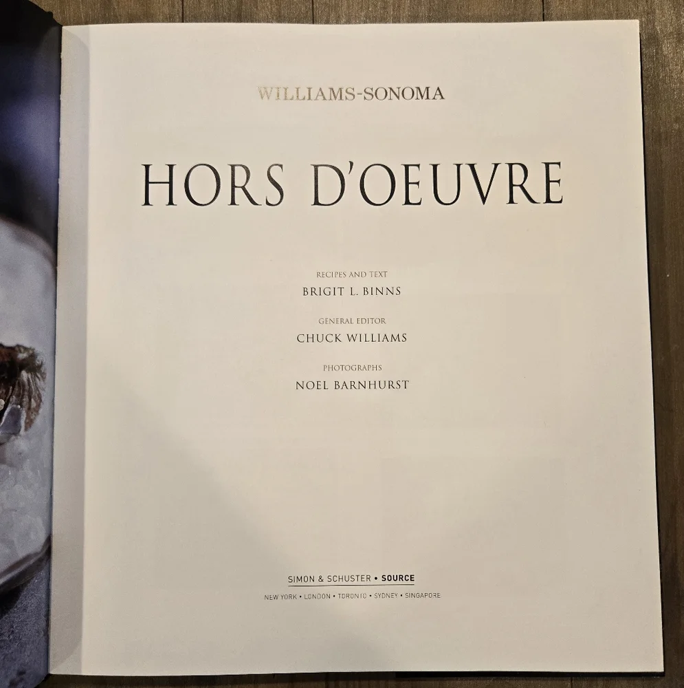 Vintage Williams-Sonoma Hors d'Oeuvre Recipe Book